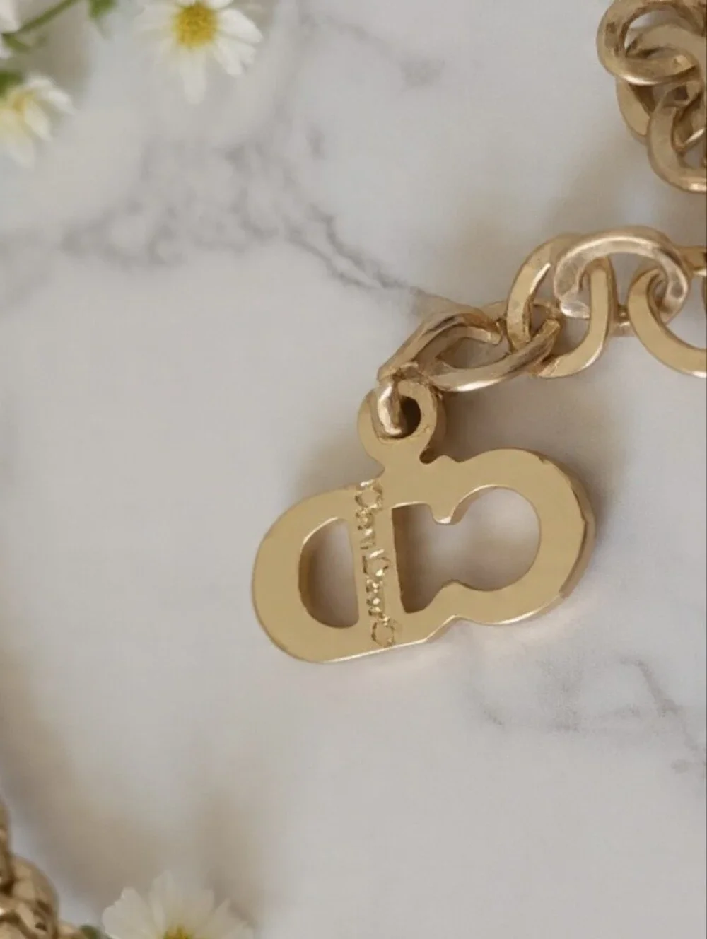 Christian Dior Vintage Gold-Tone CD Knot Necklace ✨